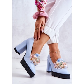 PA2 Elegáns szivattyúk sima kék katerine-dísszel 2