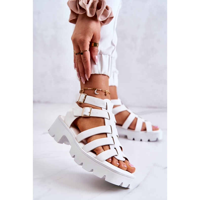 PS1 Bőr szandál csíkokkal, fehér Minorite 1 PS1 Bőr szandál csíkokkal, fehér Minorite 1