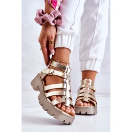 PS1 Bőr szandál csíkokkal Golden Minorite aranysárga 1