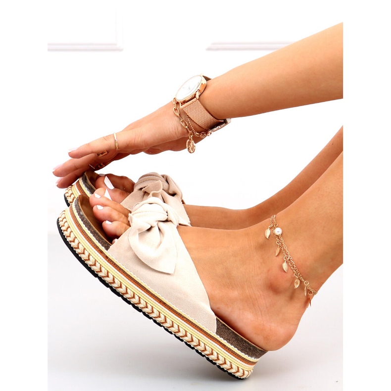 Flip-flop díszített Lane Beige talpon bézs 1