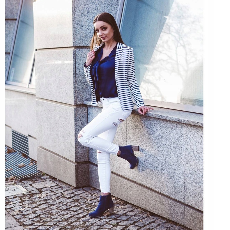 Olivier Sara Navy blue magas sarkú csizma kék 4