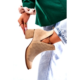 Lewski Shoes Velúr áttört csizma Lewski cipő 3165 bézs 2