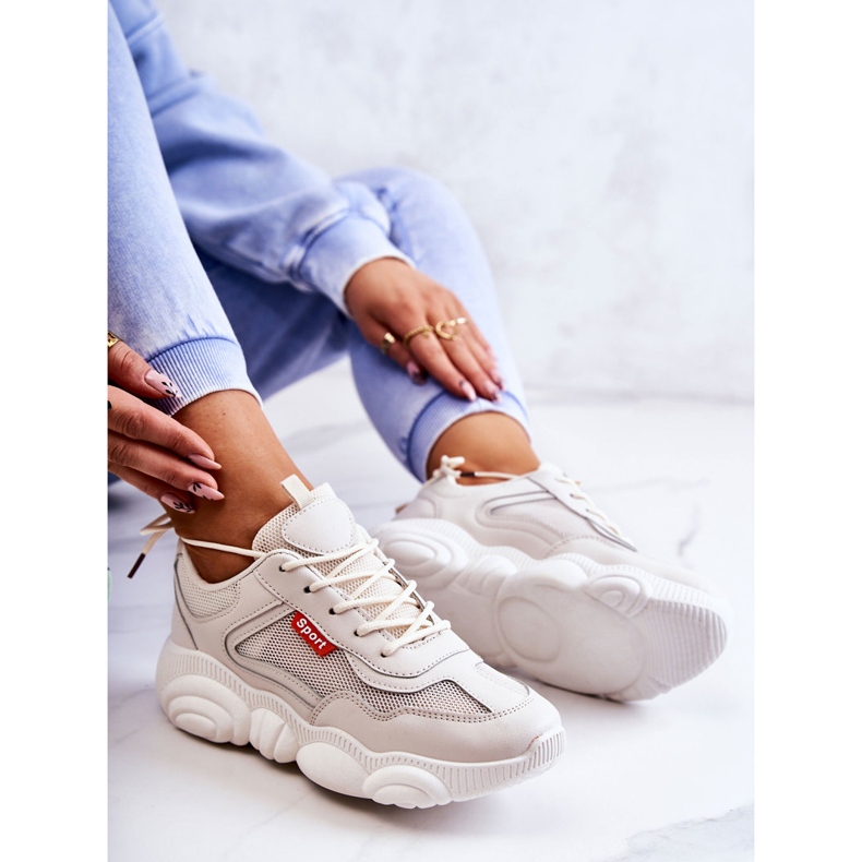 Női tornacipő, hálós bézs sallis sportcipő 1