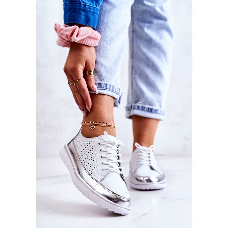 Vinceza Női áttört cipő a platformon fehér Deloren ezüst 1