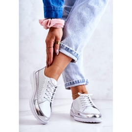 Vinceza Női áttört cipő a platformon fehér Deloren ezüst 2
