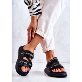 Női Divatos Bőr Papucs La.Fi Fekete Menifis fehér 2