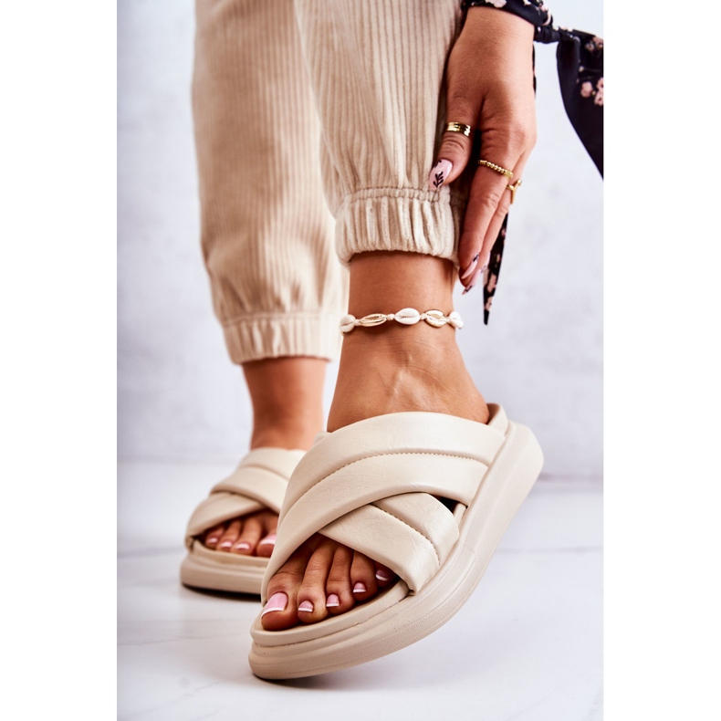 Női bőr papucs La.Fi Bézs Silla 1