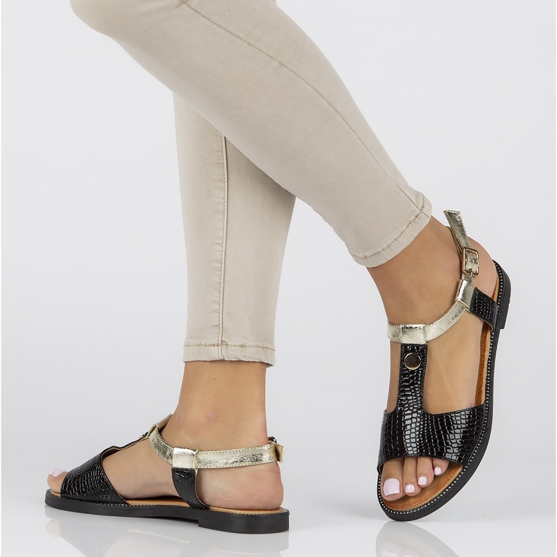 Filippo DS2099 / 22 Bk fekete szandál aranysárga 1