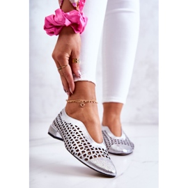 PA2 Elegáns bőr áttört cipő Ismena ezüst 1