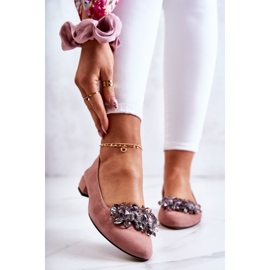 PA2 Velúr balerinák rózsaszín Loretta díszítéssel 1