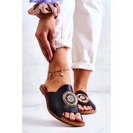 Lewski Shoes Bőr divatos papucsok Lewski cipők 3132 / O fekete 1