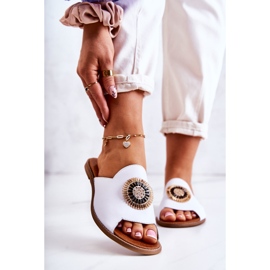 Lewski Shoes Bőr divatos papucsok Lewski cipők 3132 / O fehér 2