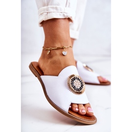 Lewski Shoes Bőr divatos papucsok Lewski cipők 3132 / O fehér 1