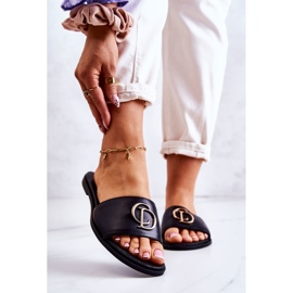 Bőr női papucs Nicole 2735 fekete 1