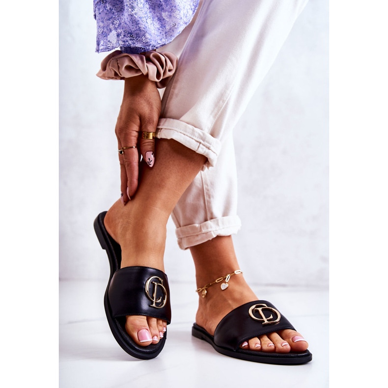 Bőr női papucs Nicole 2735 fekete 2