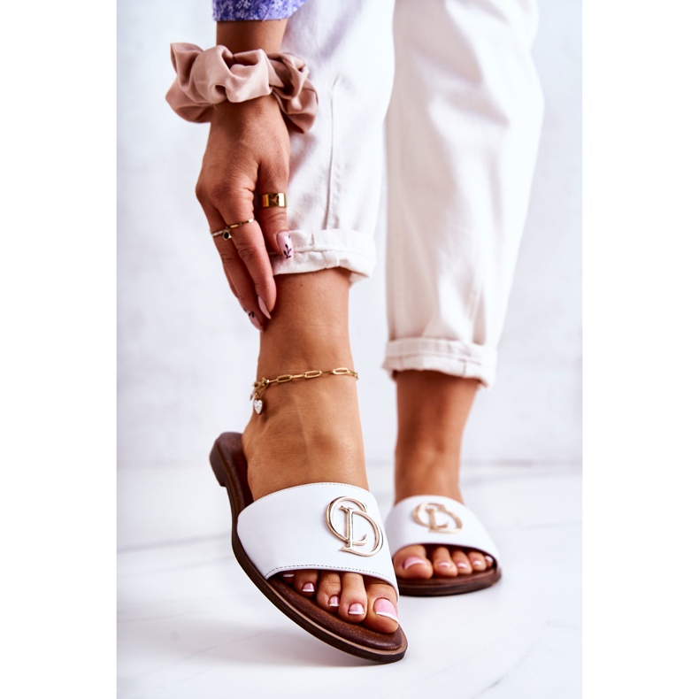 Bőr női papucs Nicole 2735 fehér 1