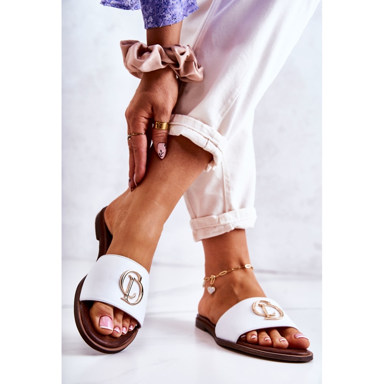 Bőr női papucs Nicole 2735 fehér 2