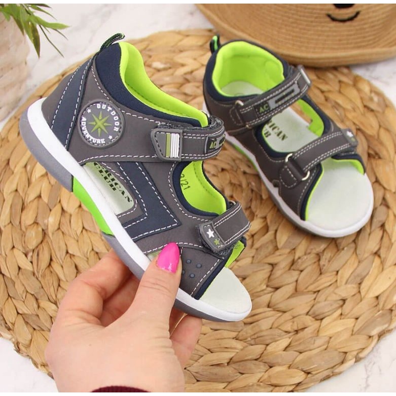 American Club W AM825B szürke tépőzáras szandál 1