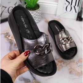 Bőr papucs lánccal T.Sokolski W SCA161 ezüst 1