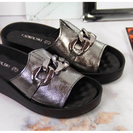 Bőr papucs lánccal T.Sokolski W SCA161 ezüst 2