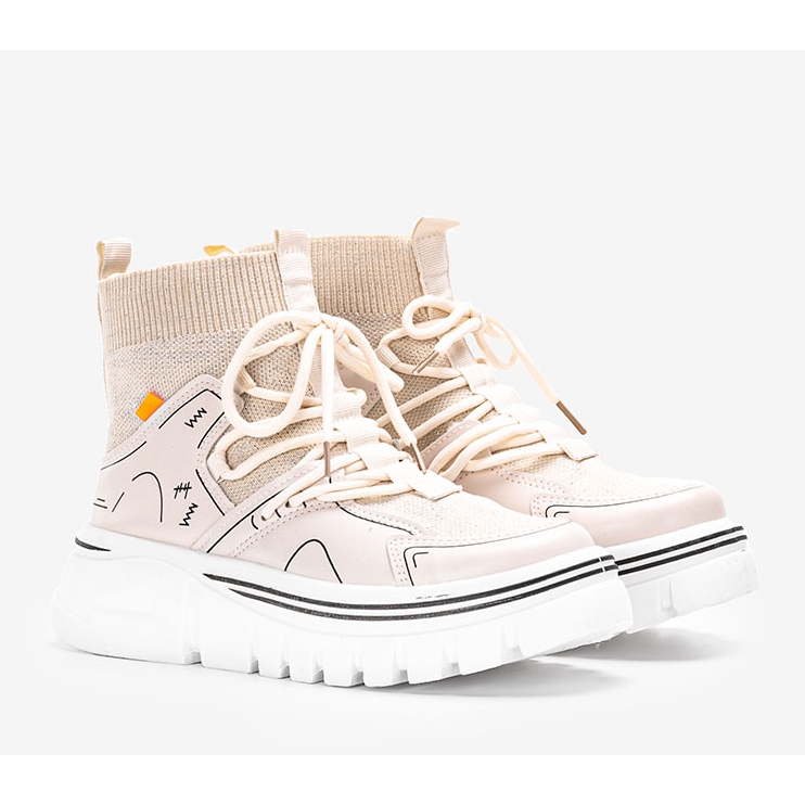 Bézs bokáig érő Toler tornacipő 1