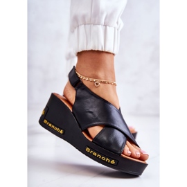 Vinceza Női szandál tépőzárral, Black Amaze fekete 2