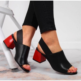 Bőr szandál gumiszalaggal Filippo W PAW352 fekete 2