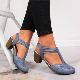 Bőr áttört szandál Rieker W RKR537 kék 2