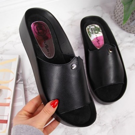 Bőr platform papucs Filippo W PAW199A fekete 1