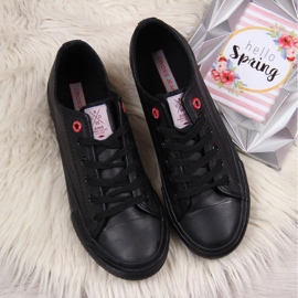 Alacsony szárú eko bőr fekete Cross Jeans tornacipő 2