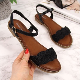 Női lapos fekete szandál T.Sokolski 2