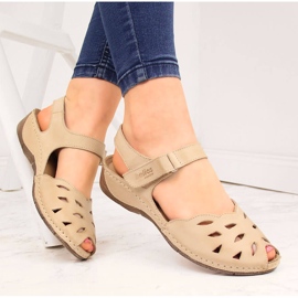 Női bőr szandál bézs éken Helios 4011 1