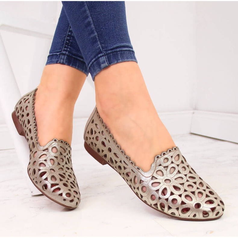 Női arany áttört bőr cipő Juma 1