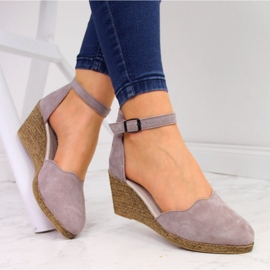 Bőr női szandál éken, piszkos rózsaszín Filippo 1