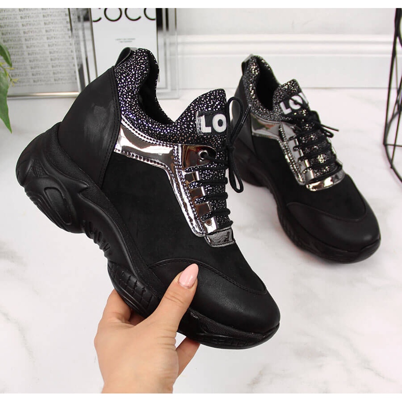 Női tornacipő rejtett ékfekete Navy Dot színű 2