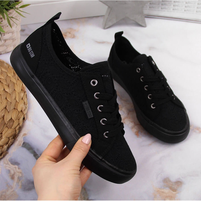 Alacsony felső csipke textil fekete Big Star JJ274064 1