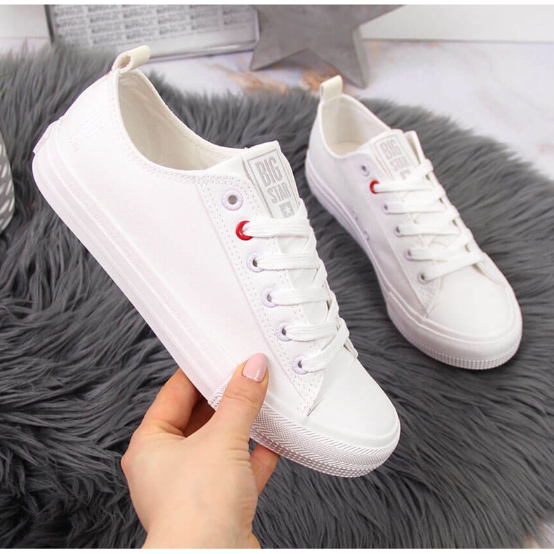 Alacsony felső fehér textil Big Star JJ274001 2