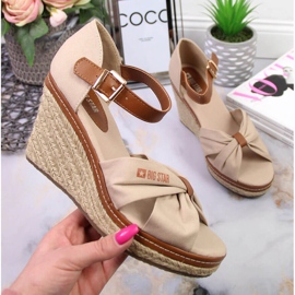 Szandál espadrill bézs ékkel Big Star JJ274939 1