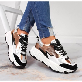 Női tornacipő fehér és arany Potocki platformon aranysárga 1