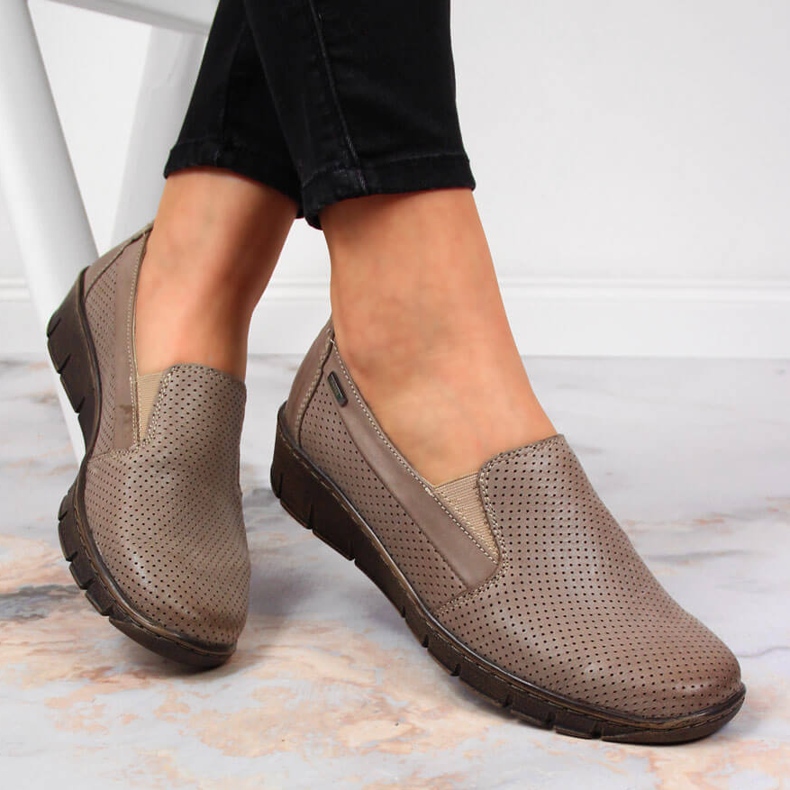 Bőr női cipő éken Helios 350 bézs 1