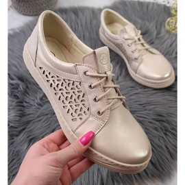 Kényelmes bőr női cipő, arany Helios 375 aranysárga 1