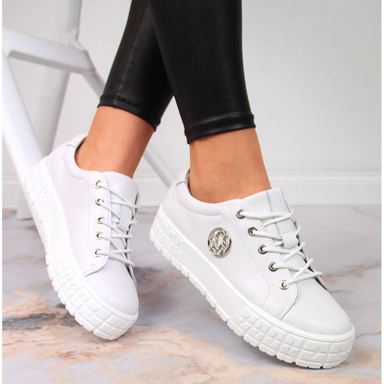 Női platform bőr cipő fehér Filippo 1