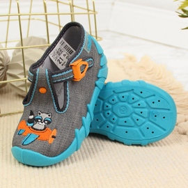 Fiú papucs óvodába, szürke és kék Befado 2