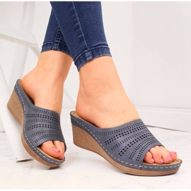 Női sötétkék Jezzi ékpapucs 1