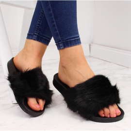 Fekete Jezzi női papucs bundával 1