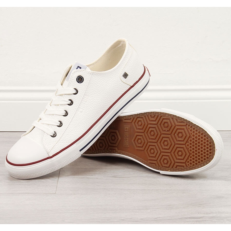 Férfi alacsony szárú, fehér ökobőr tornacipő Big Star II174001 1