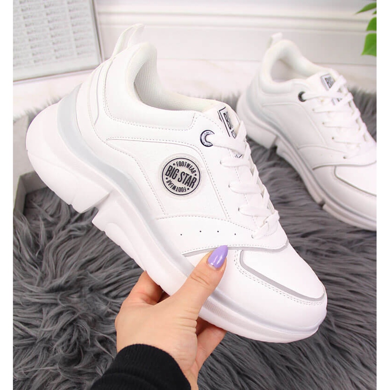 Női sportcipő a fehér platformon Big Star II274314 2