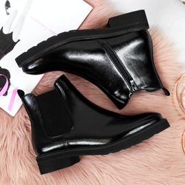 Fekete Sergio Leone hőszigetelt fekete lakkozott Chelsea csizma 2