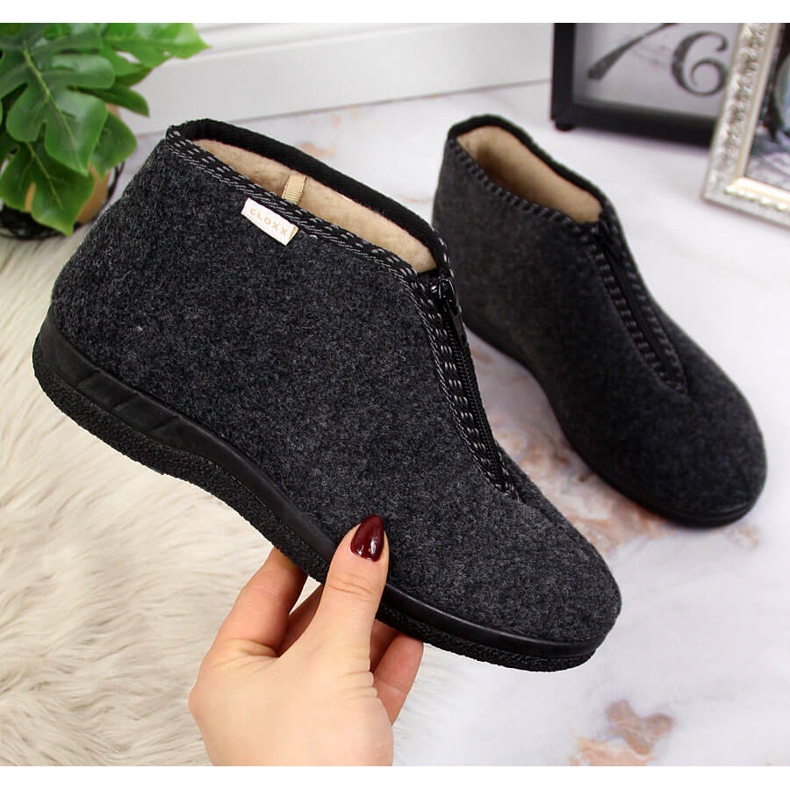 Női otthoni papucs, cipzárral szigetelve, szürke Cloxx 2