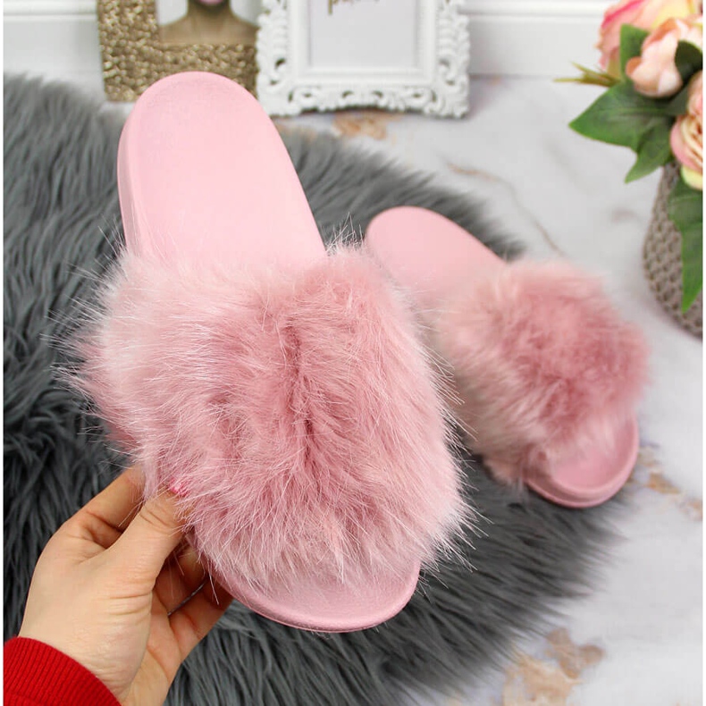 Női papucs szőrmével világoslila Msmg ibolya 2